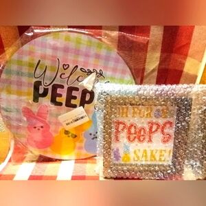 Easter Decor Set Peeps Door Sign & Table Top/Shelf Decor New